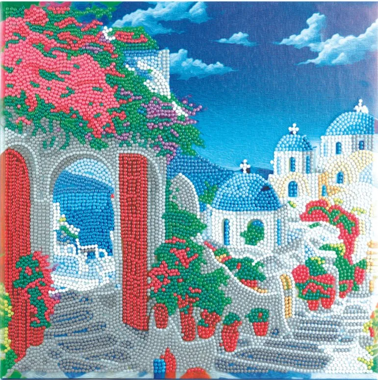 Craft Buddy Crystal Art Blue House View Canvas 30x30 cm