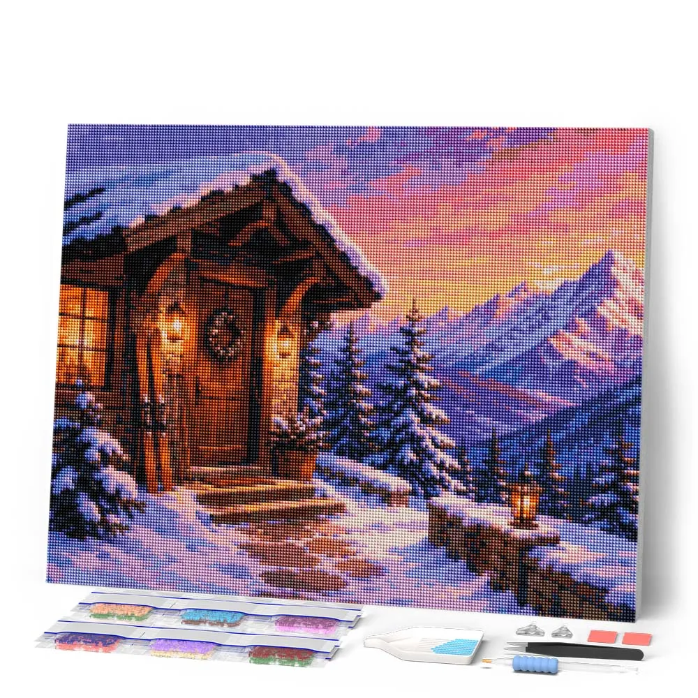 Figured'Art Gezellige Winterhut diamond painting full drill winter