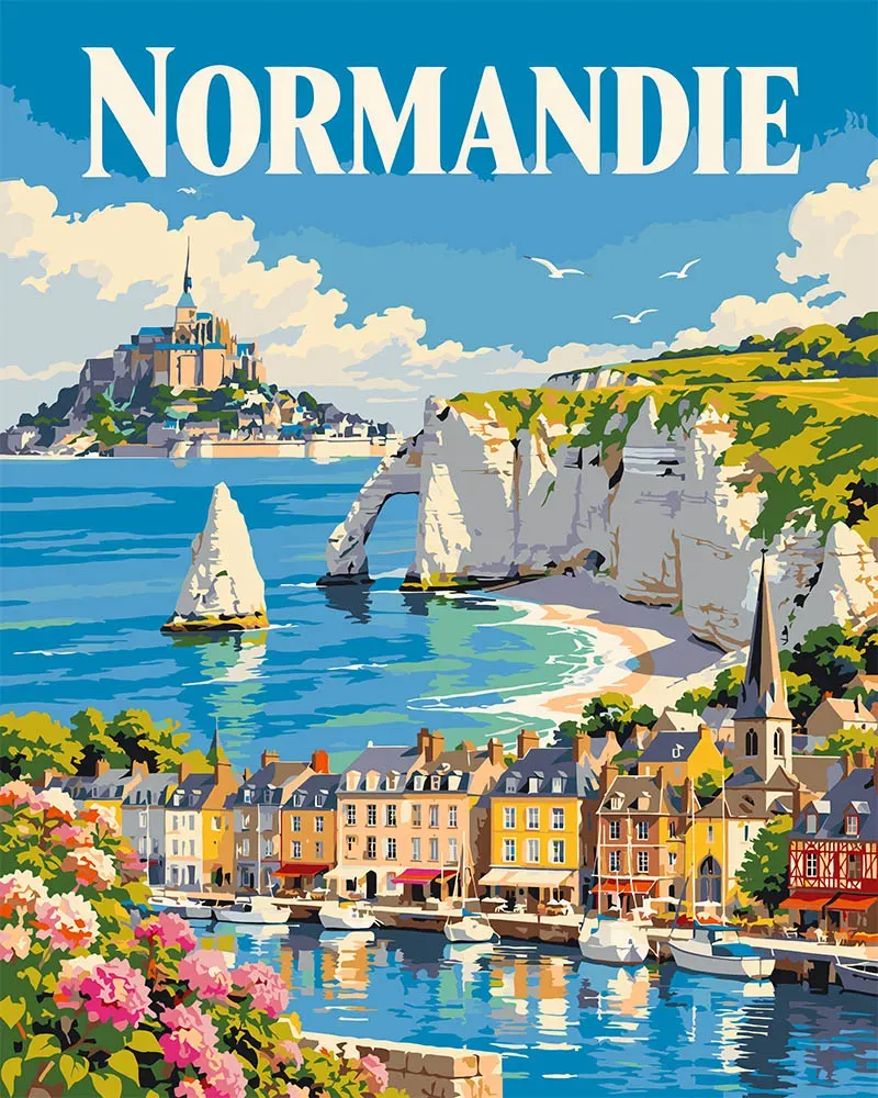 Figured'Art Lente in Normandië schilderen op nummer 40x50cm poster