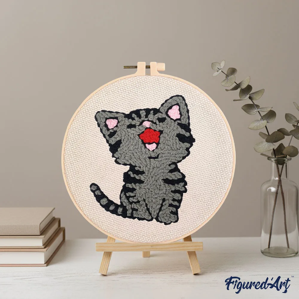 Figured'Art Lachende Kat Punch Needle Pakket 20cm