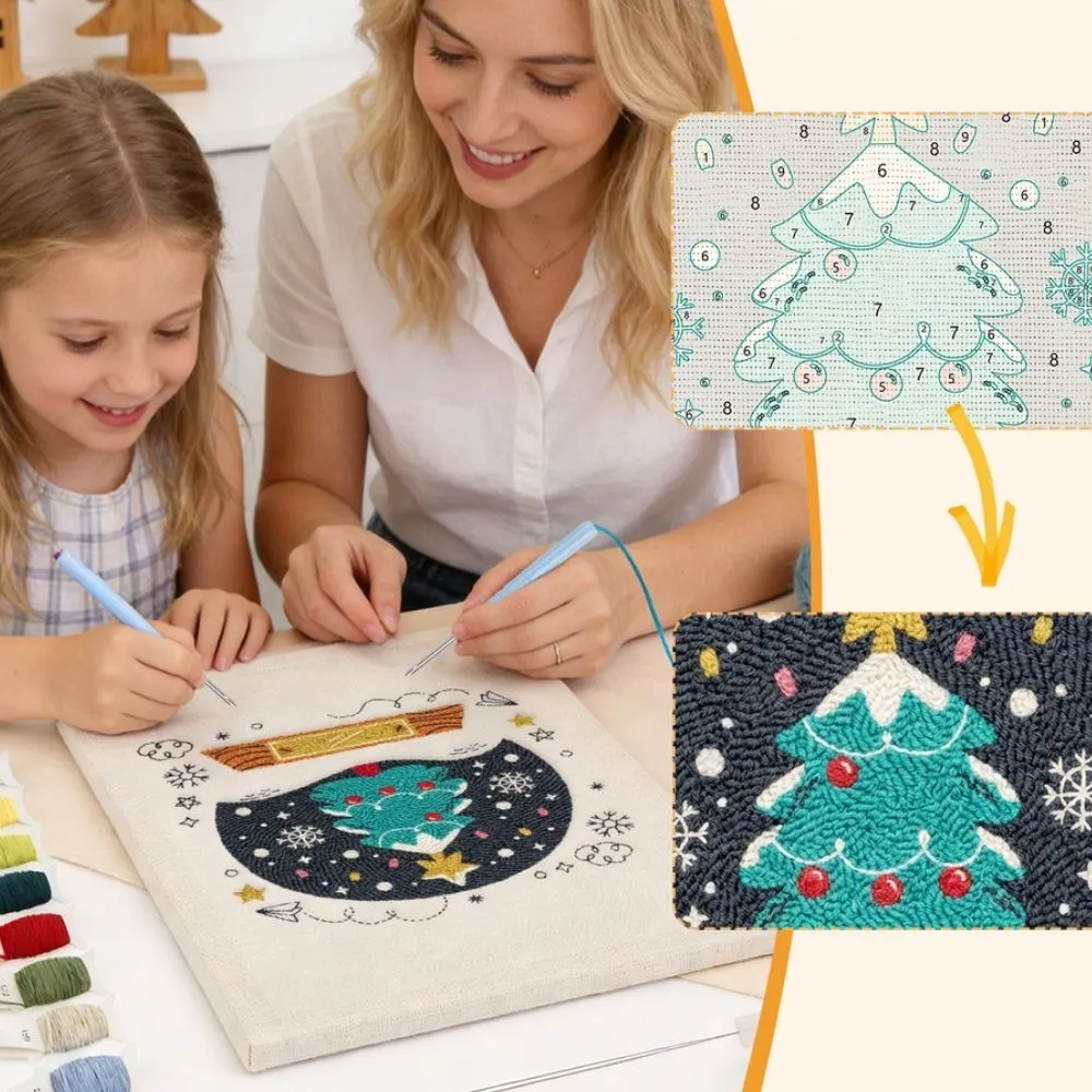 Figured'Art Punch Needle Magische Kerstboom pakket 20x30cm katoen