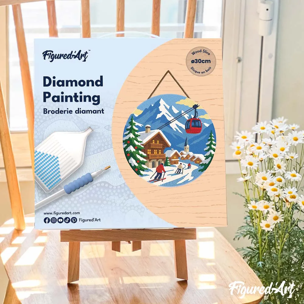 Figured'Art Wintervakantie Alpen diamond painting schijf 30cm