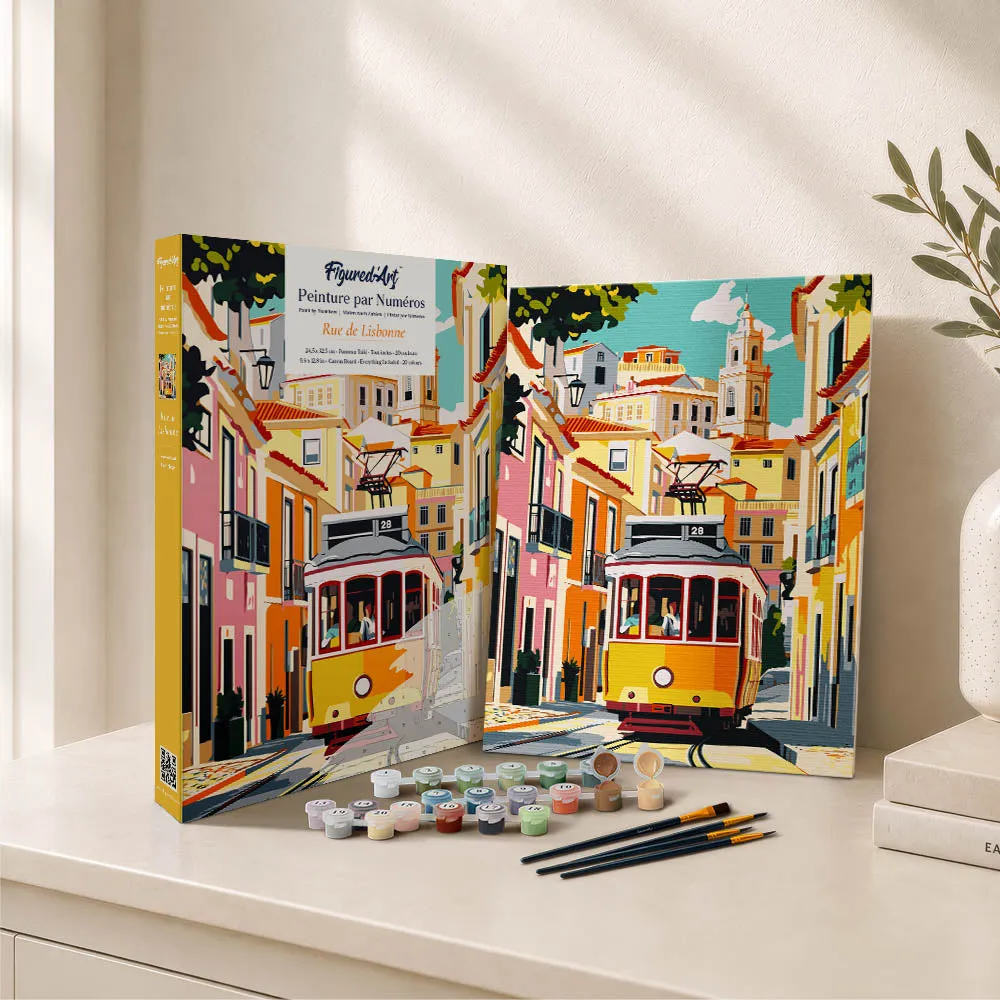 Figured'Art Cadeauset Straten van Lissabon schilderen op nummers 24,5x32,5cm