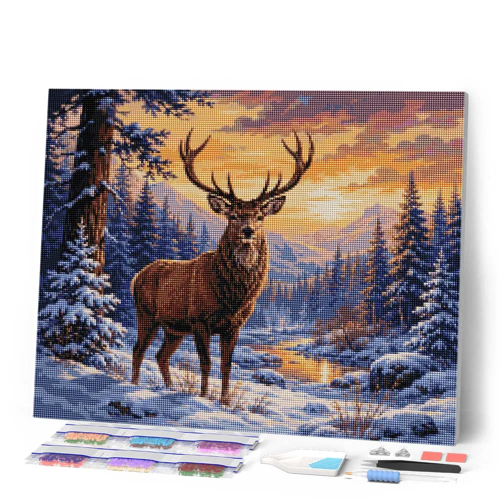 Figured'Art Majestueuze Winterhert diamond painting 40x50cm full drill