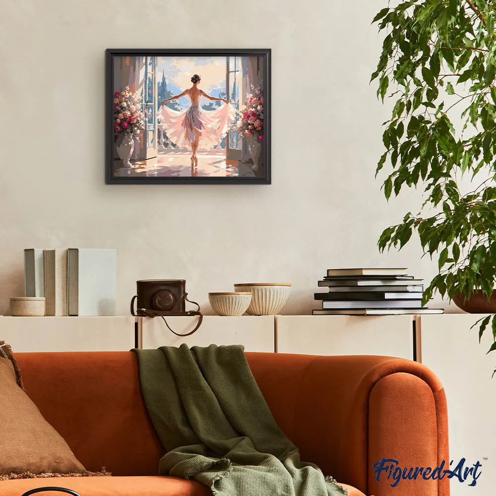 Figured'Art Dansende Ballerina Silhouet schilderen op nummer 40x50cm