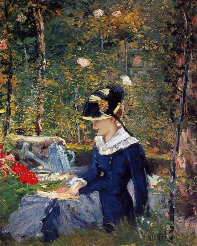 Figured'Art Jonge vrouw in de tuin Manet schilderen op nummer 40x50cm impressionisme