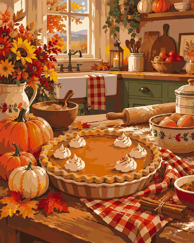 Figured'Art Herfsttaart schilderen op nummer 40x50 cm herfst