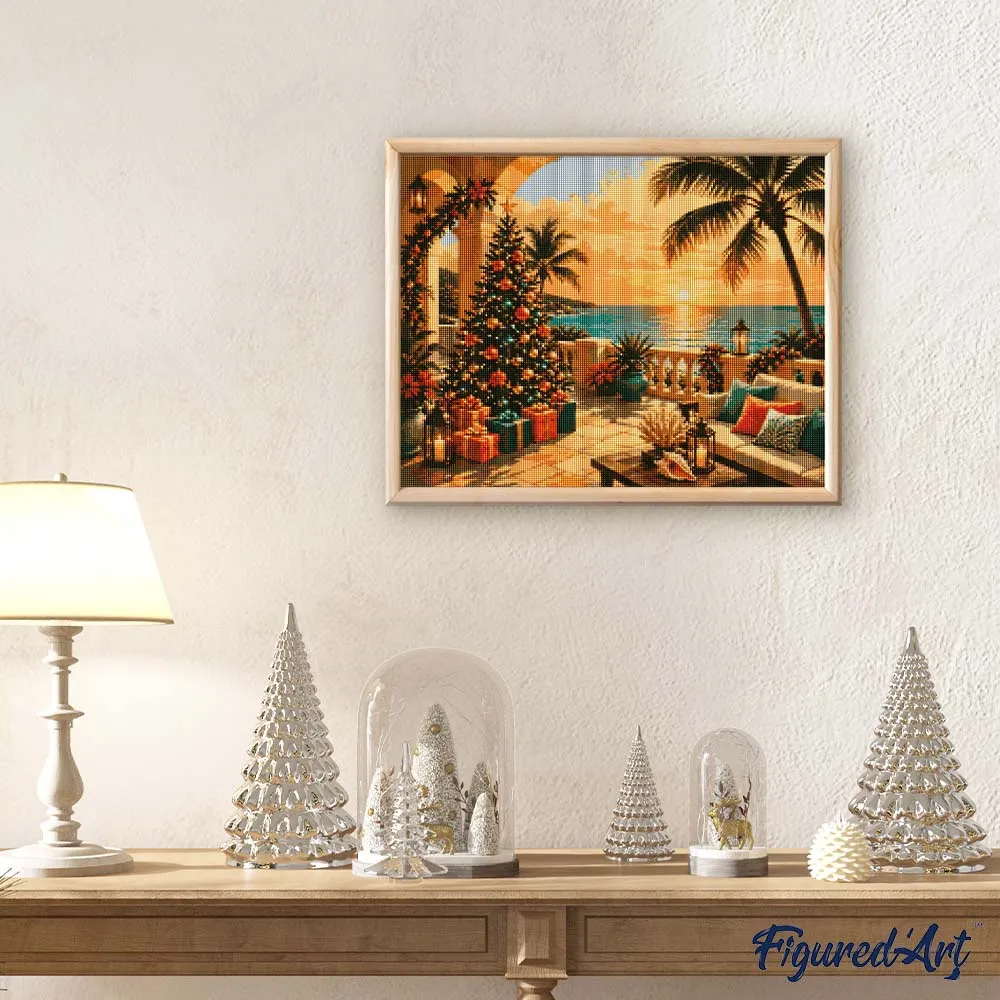 Figured'Art Kerst aan de oceaan diamond painting full drill 40x50