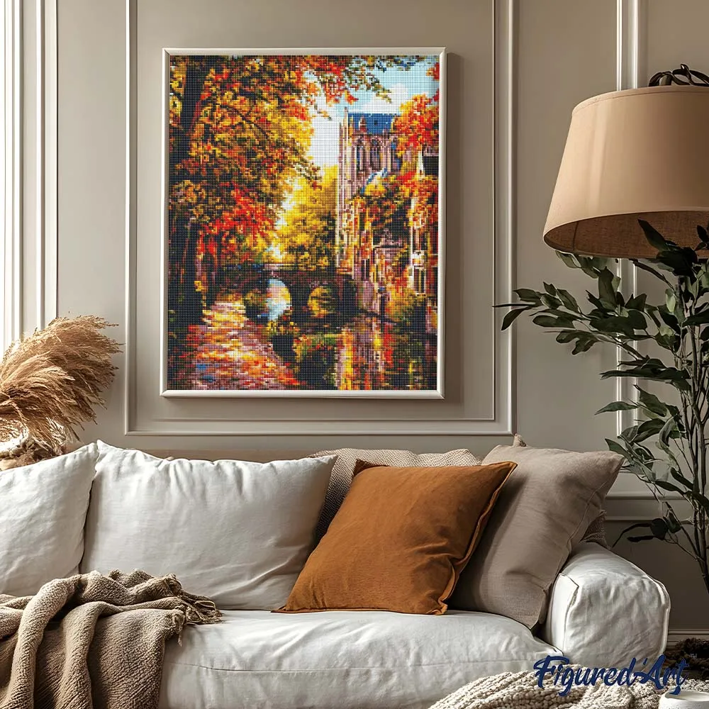 Figured'Art Rivierdorp in de herfst diamond painting 40x50 cm herfst