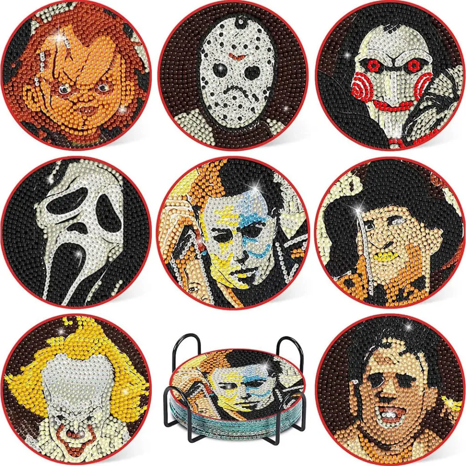 Figured'Art Halloween onderzetters diamond painting 10x10cm hout