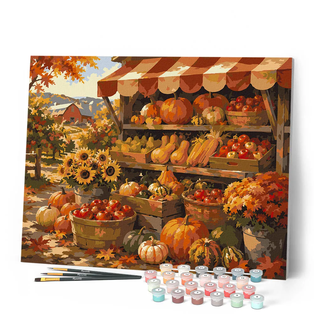 Figured'Art Rustieke Herfstmarkt schilderen op nummer 40x50cm herfst