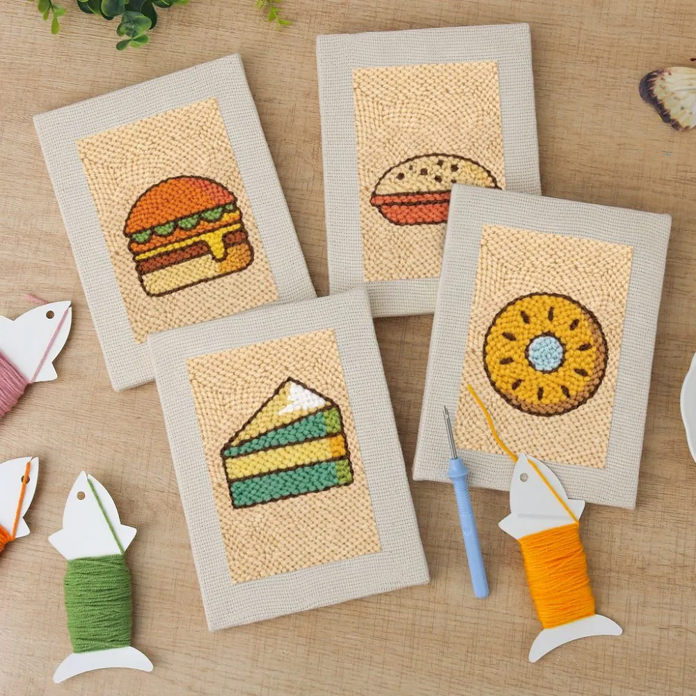 Figured'Art Streetfood 2 Punch Needle Set 4 Stuks met Frames