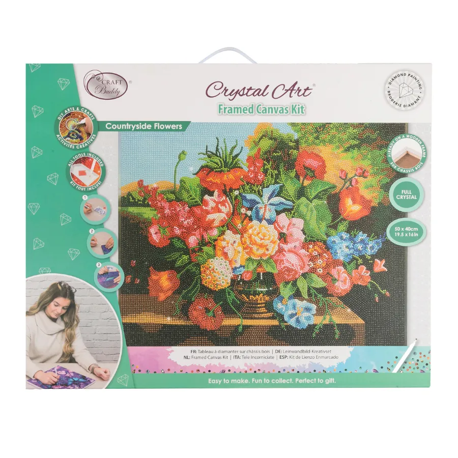 Craft Buddy Crystal Art Countryside Flowers diamond painting 50x40cm full