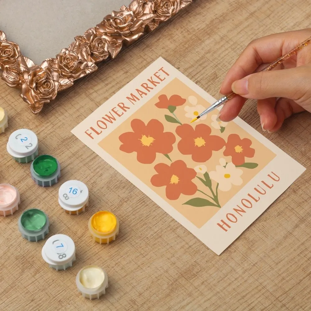 Figured'Art Mini Bloemenmarkt Honolulu schilderen op nummer 15,7x9,7cm lijst