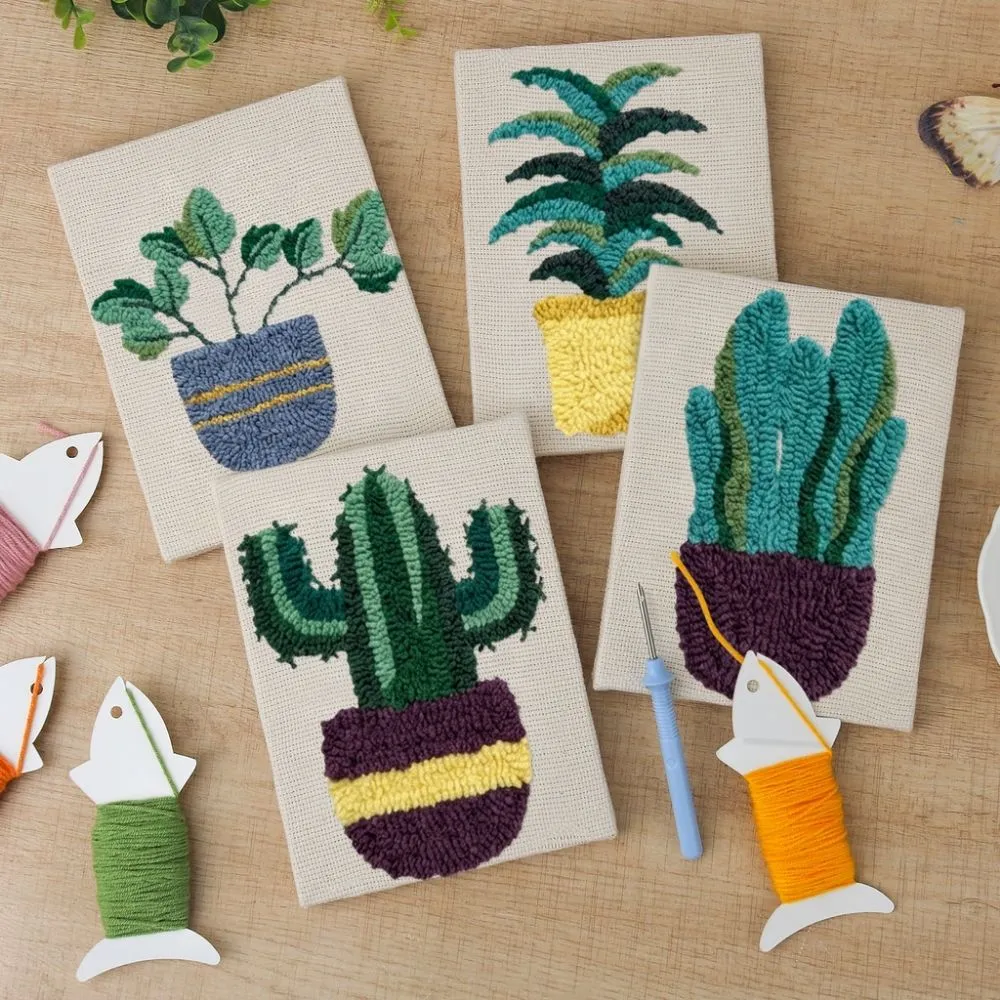 Figured'Art Woestijnplanten punch needle set 4 stuks met frames