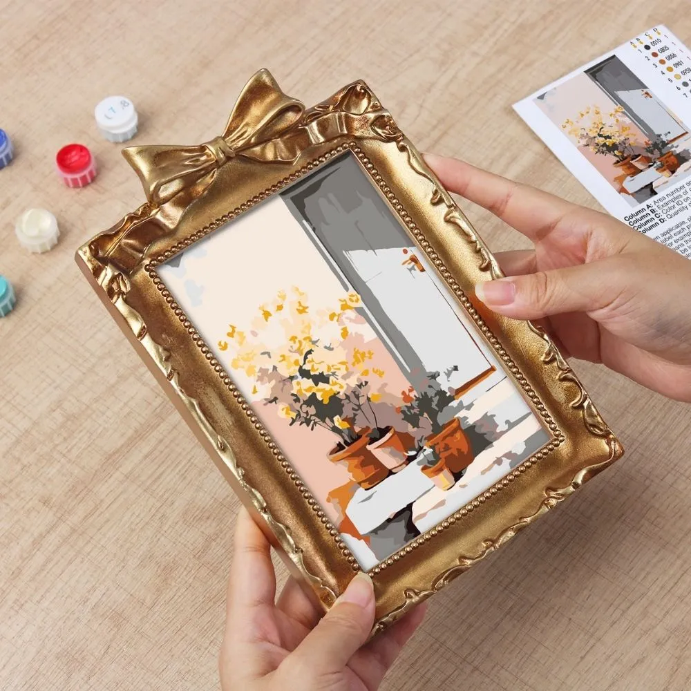 Figured'Art Mini Binnenplaats in Bloei schilderen op nummer 16,5x11cm lijst