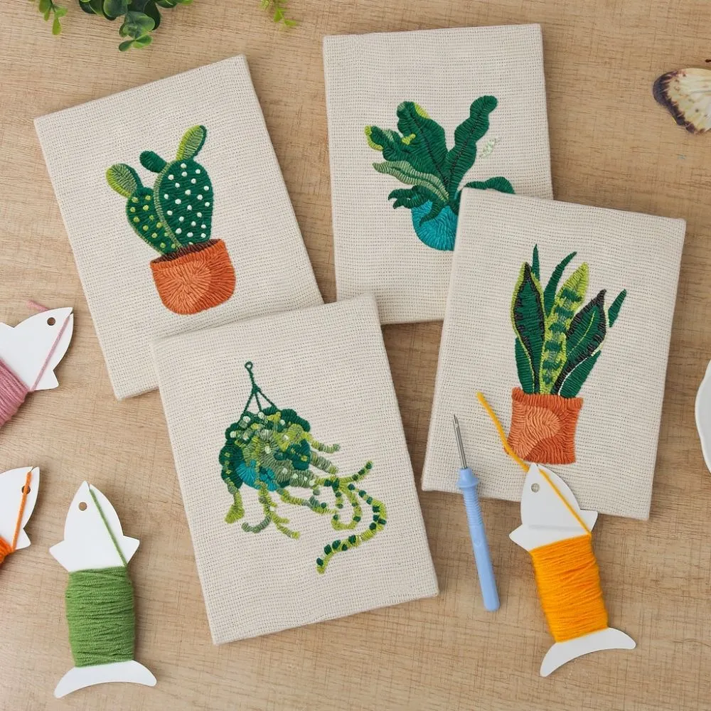 Figured'Art Binnenplanten Paradijs punch needle set 4 stuks frames