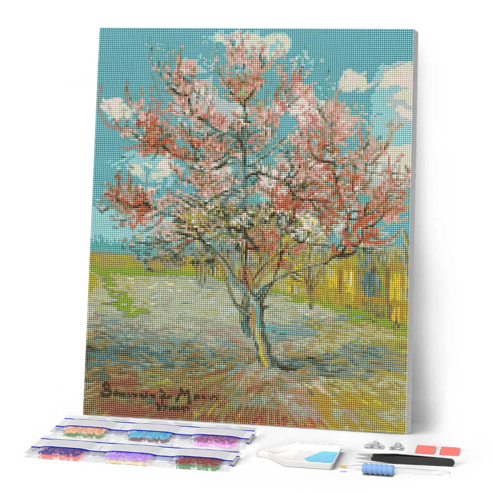 Figured'Art Bloeiende perzikboom Van Gogh diamond painting full drill