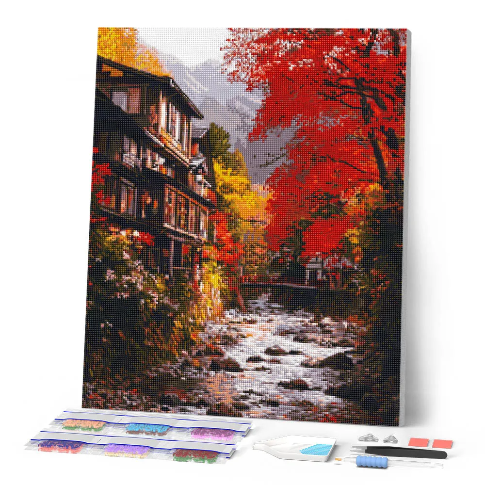 Figured'Art Herfstdorp Nikkō Diamond Painting Herfst 40x50cm