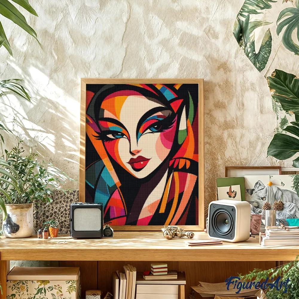 Figured'Art Gedurfd Abstract Dame diamond painting 40x50 cm portret