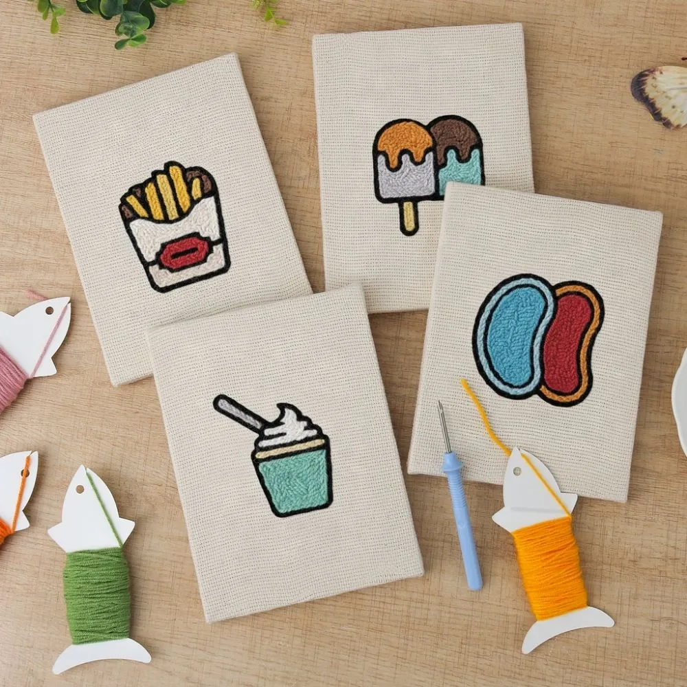 Figured'Art Kawaii Snacks punch needle set 4 stuks met frames