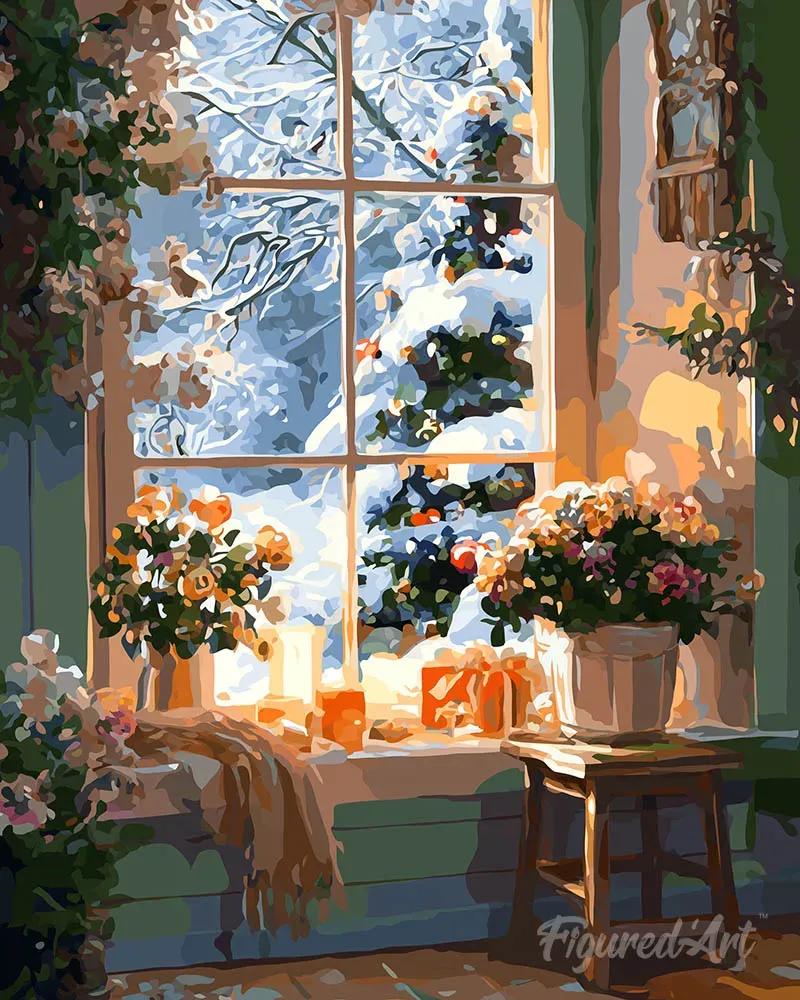 Figured'Art Romantische Winter diamond painting 40x50 cm vierkant