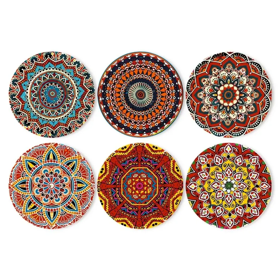 Figured'Art Boheemse Mandala Rond schilderen op nummer 20 cm 6 stuks