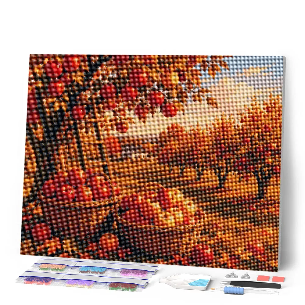 Figured'Art Oogst Appelboomgaard diamond painting herfst landschap