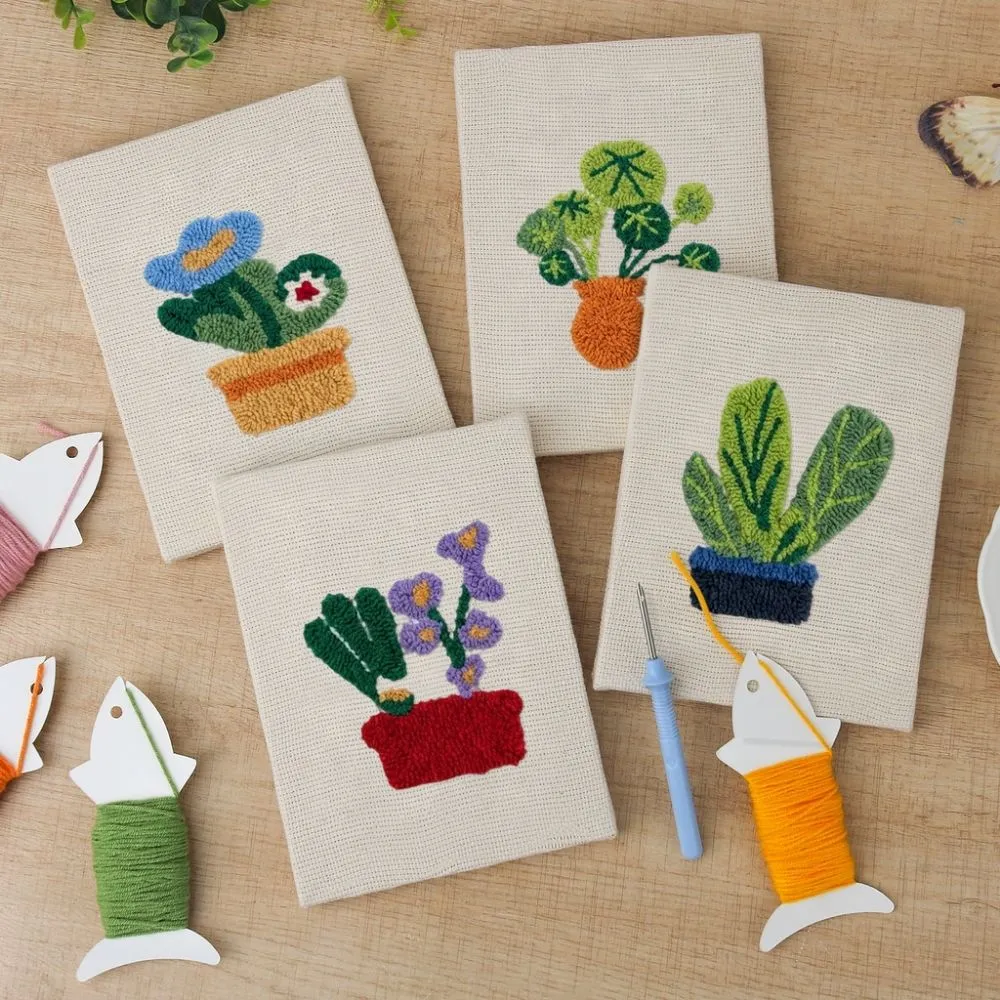 Figured'Art Botanische Sfeer punch needle set 20x30 cm 4 stuks