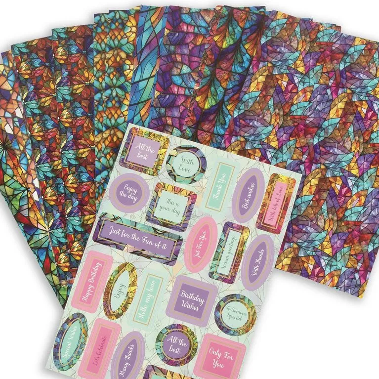 Craft Buddy Stained Glass kaartenpakket 30 kaarten