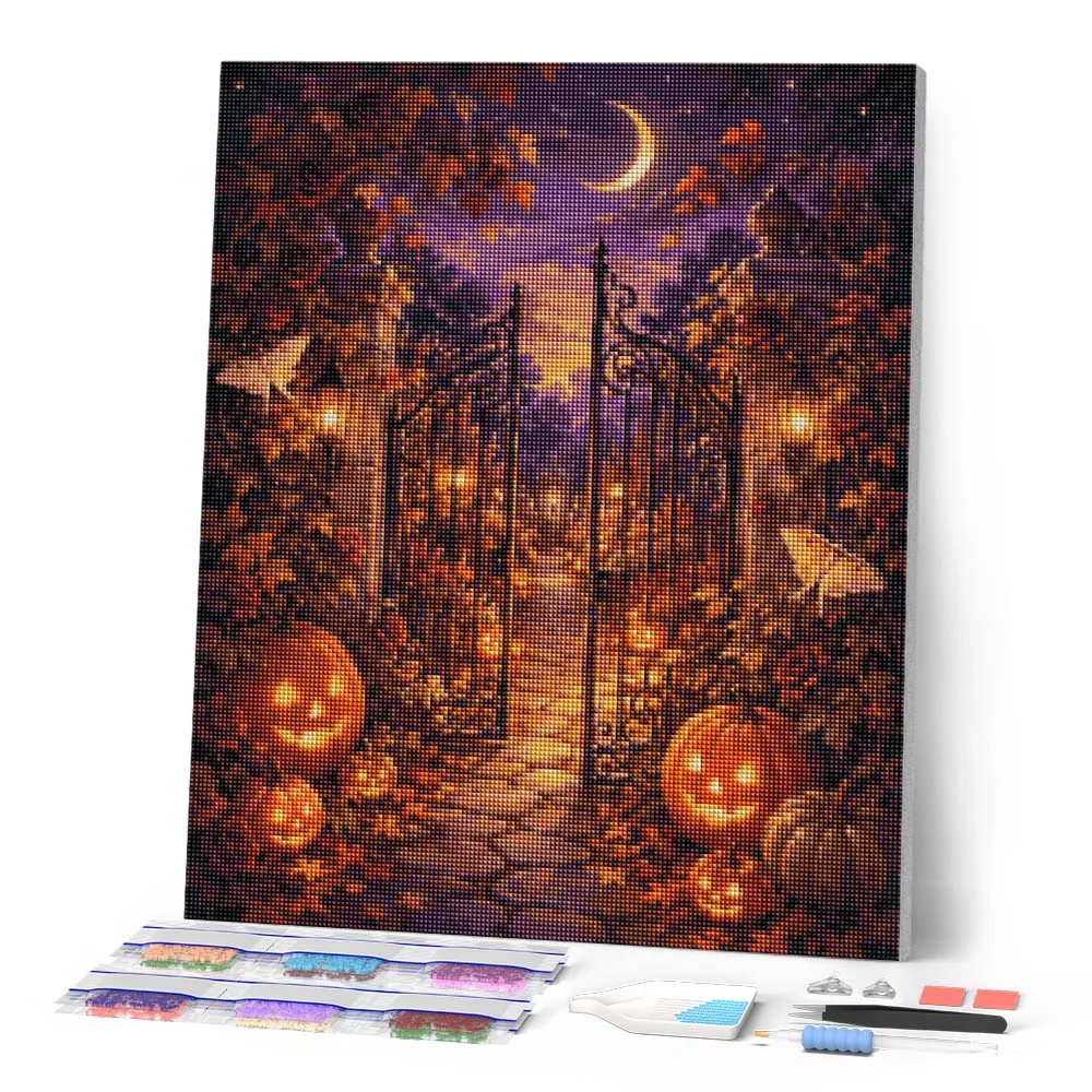 Figured'Art Halloween pompoenen diamond painting 40x50 cm vierkant