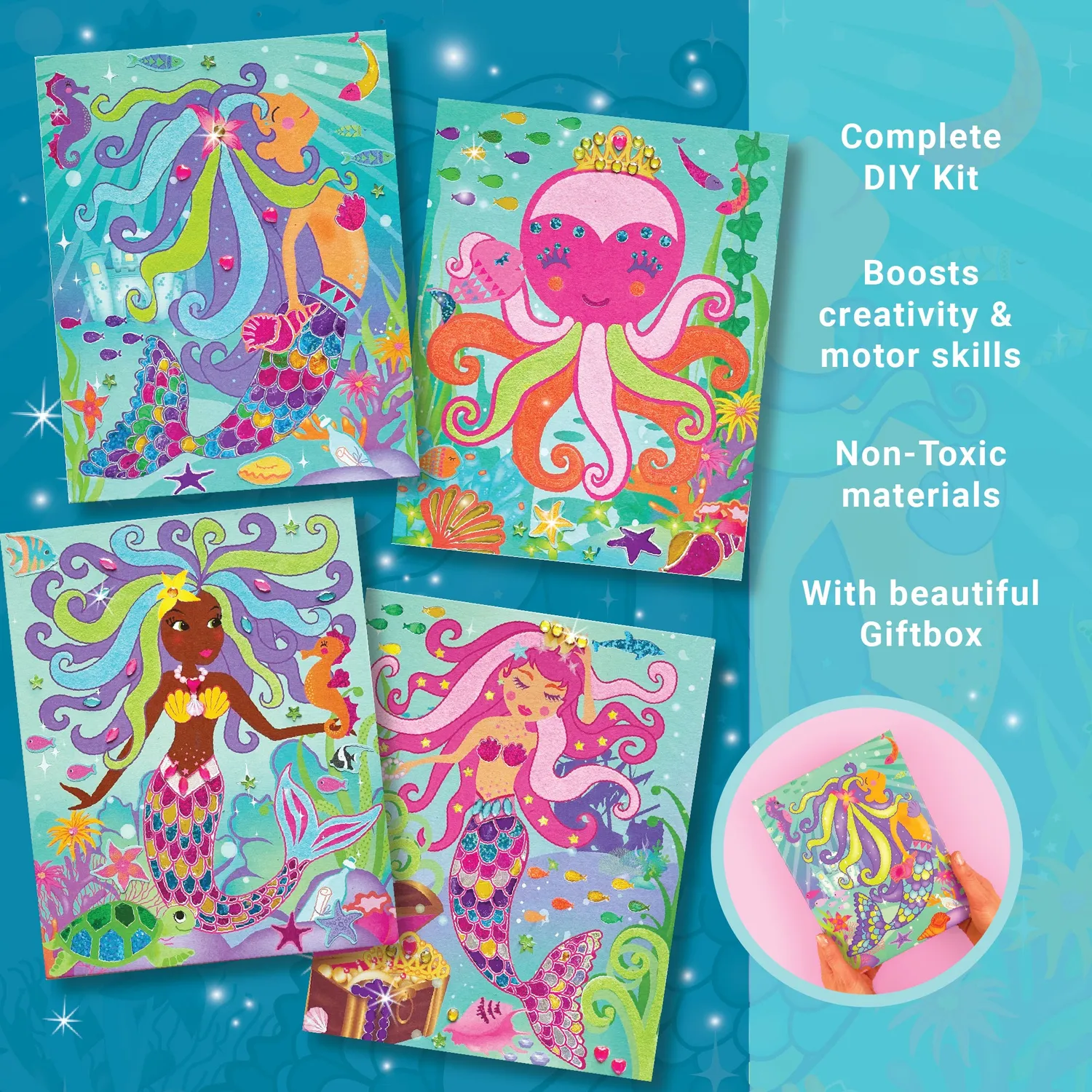 Box Candiy Mermaids Sand Foil Art knutselset 4 kaarten