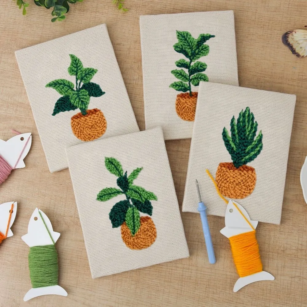 Figured'Art Stedelijke Jungle 1 punch needle set 15x20 cm 4 stuks