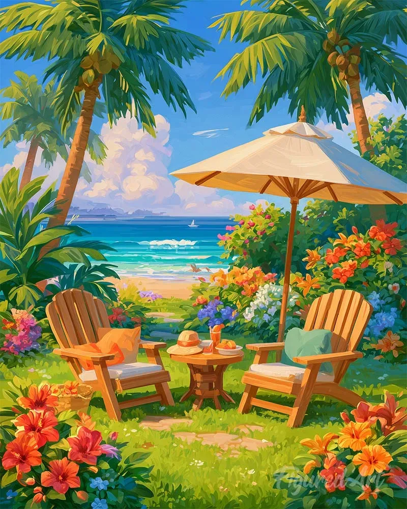 Figured'Art Tropische ontsnapping schilderen op nummer 40x50cm zomer