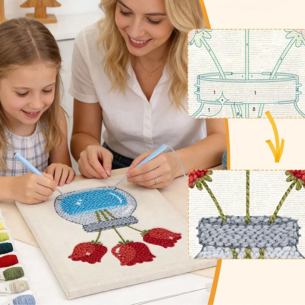 Figured'Art Pot met Tulpen punch needle pakket 20x30cm met frame