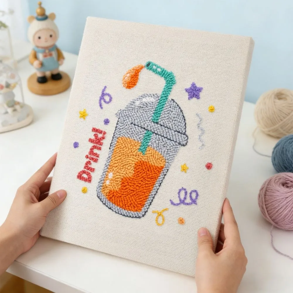 Figured'Art Bruisend Plezier punch needle pakket met frame 20x30cm katoen