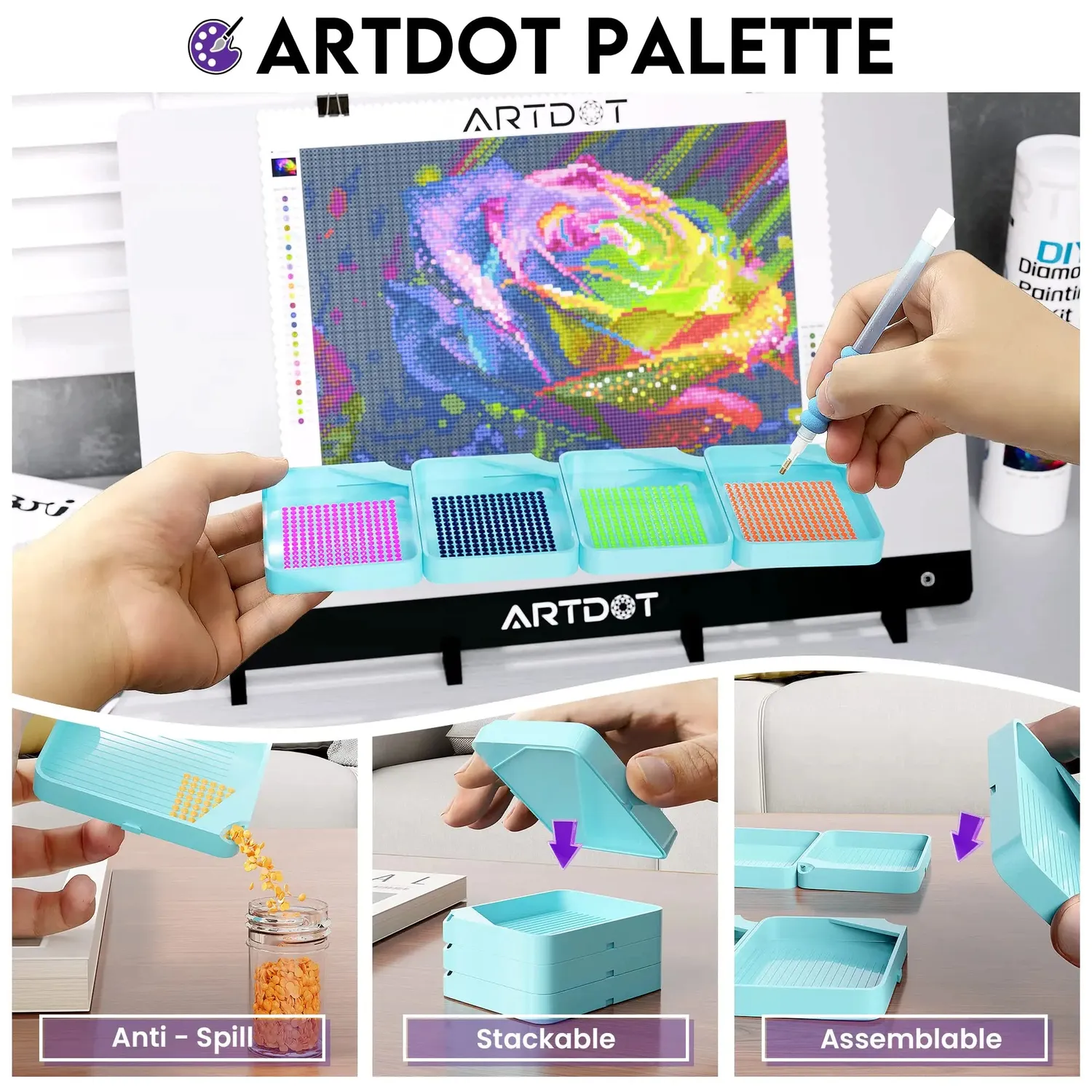 ARTDOT Rozen Diamond Painting Kit Rond 35x25 cm Beginner