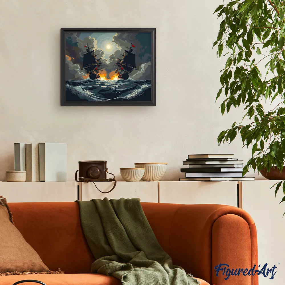 Figured'Art Zeegevecht schilderen op nummer 40x50 cm gemiddeld