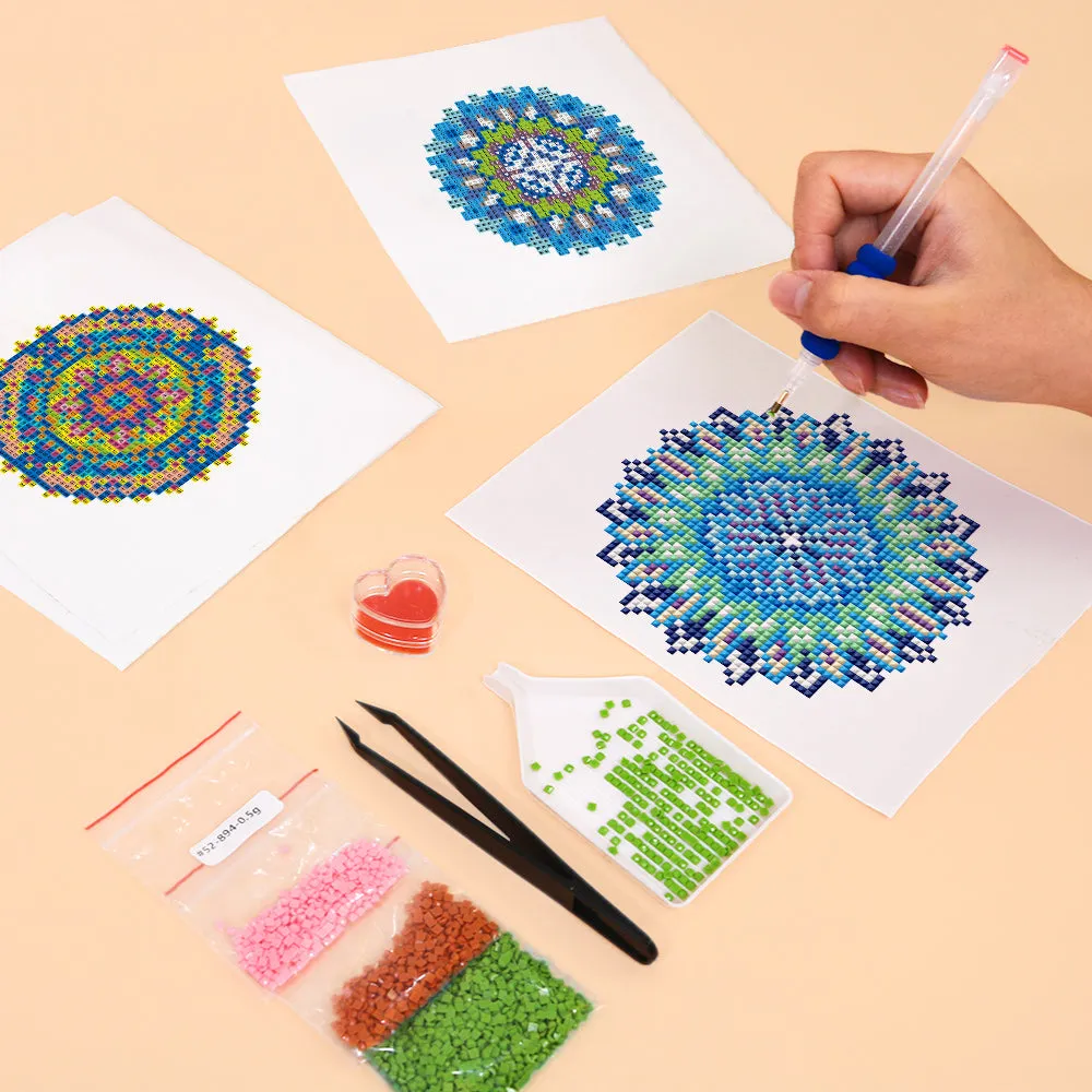 Figured'Art Kristallen Mandala's diamond painting 15x20cm 4 stuks