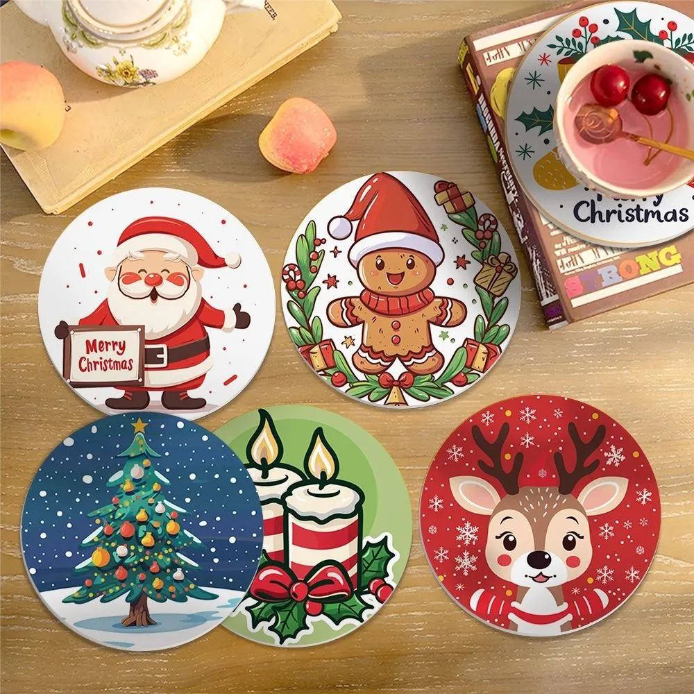 Figured'Art Kerst onderzetters schilderen op nummer 10cm 6st