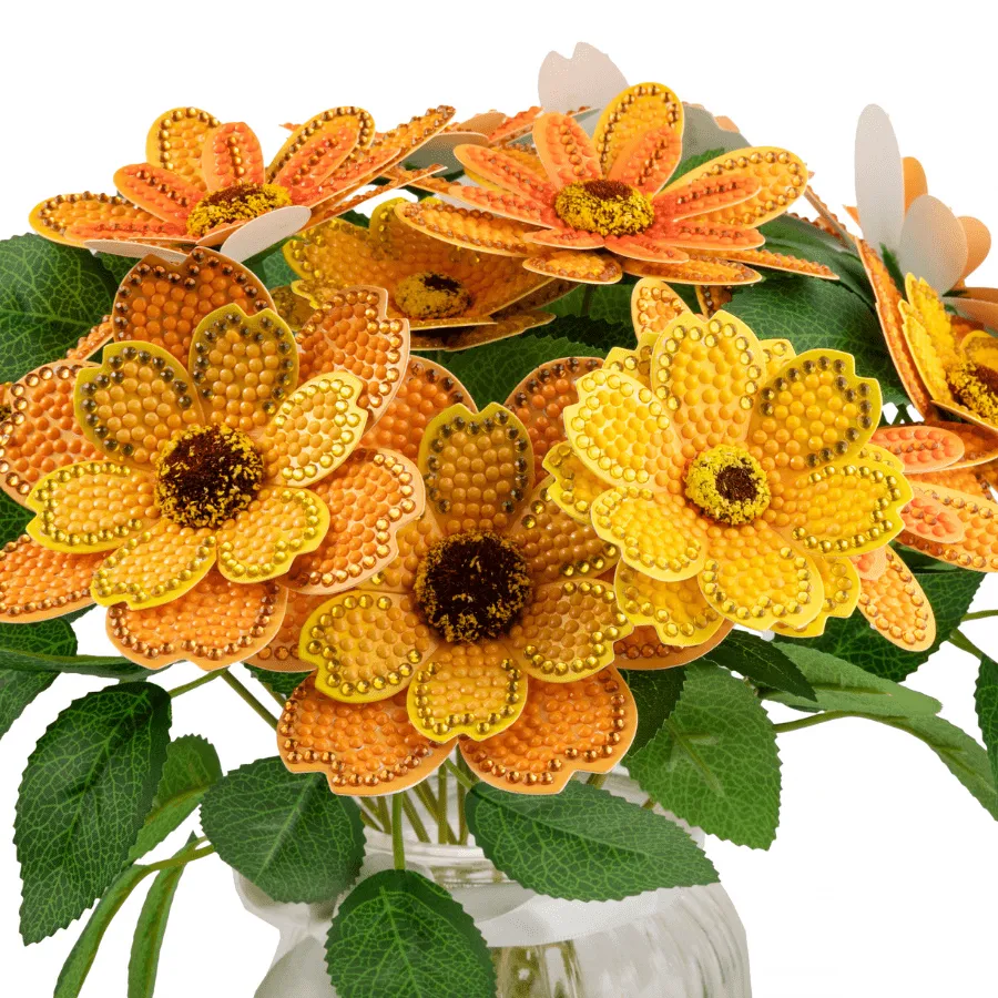 Craft Buddy Crystal Art 3D Flower knutselset geel oranje bloemen
