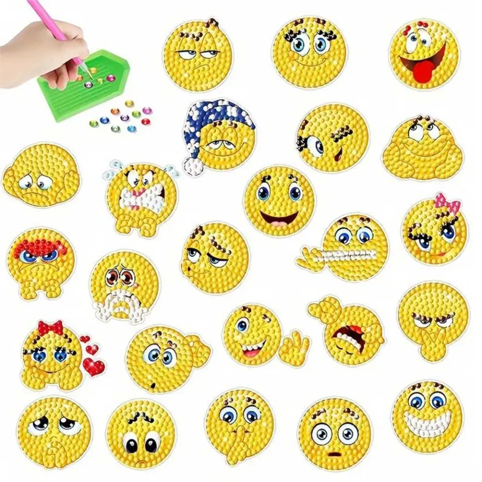 Figured'Art Emoji diamond painting stickers 24 vellen 3x3 cm rond
