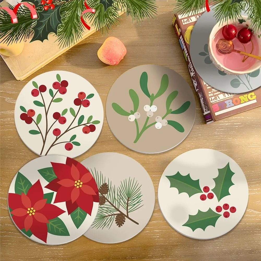 Figured'Art Feestelijk gebladerte schilderen op nummer onderzetters 10cm