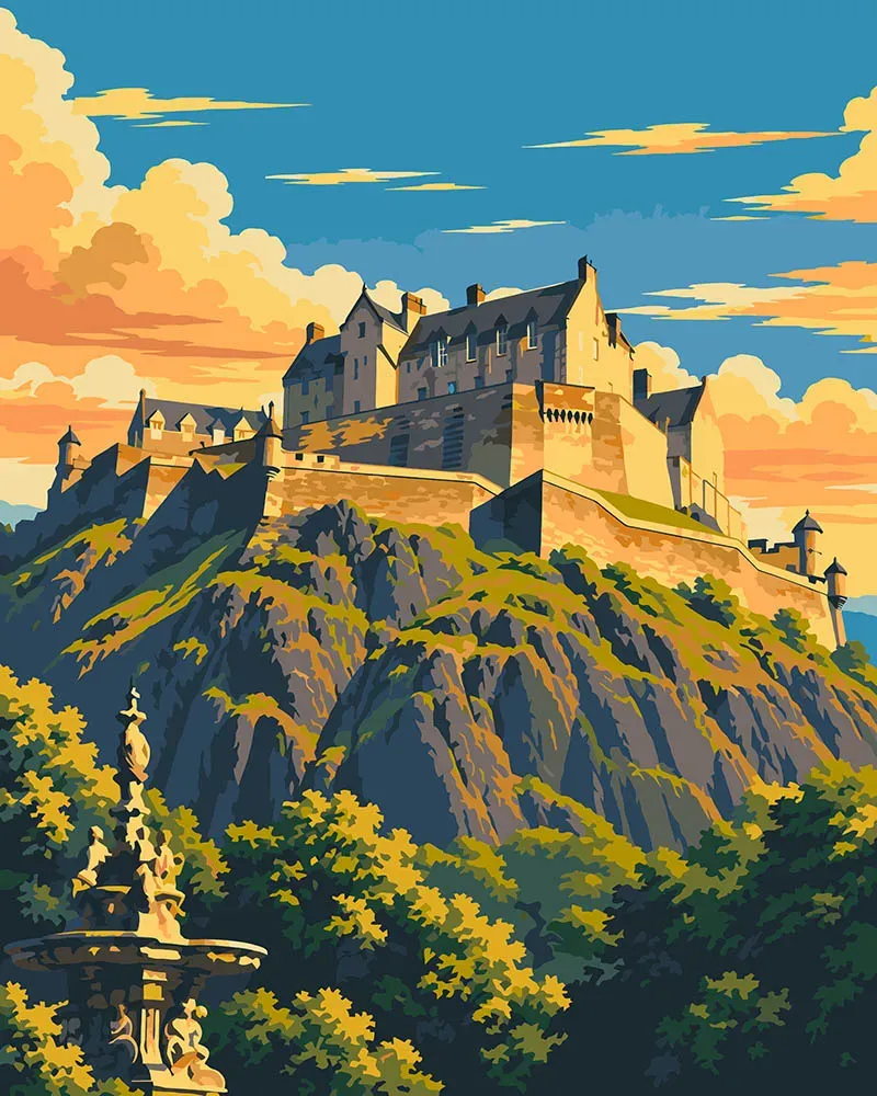 Figured'Art Kasteel van Edinburgh schilderen op nummer 40x50cm