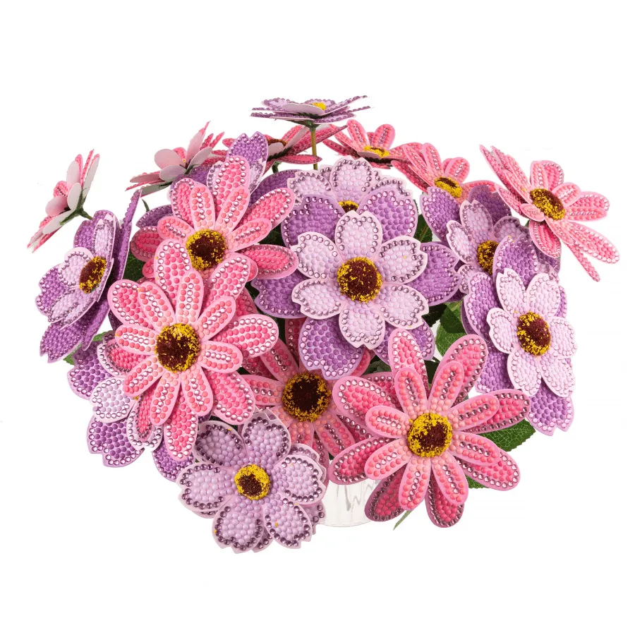 Craft Buddy Crystal Art 3D Flower roze lila boeket 32cm