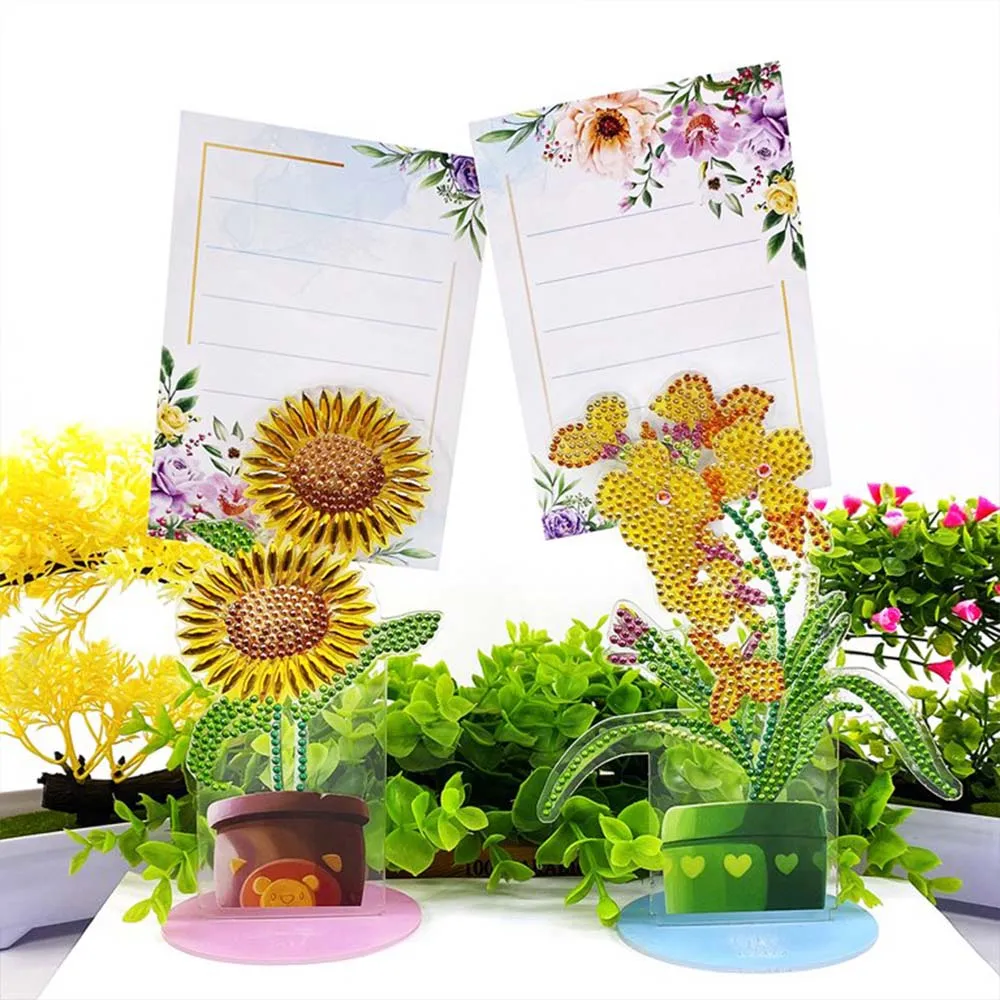 Figured'Art Bloemen diamond painting notitiehouder 2 stuks kunststof