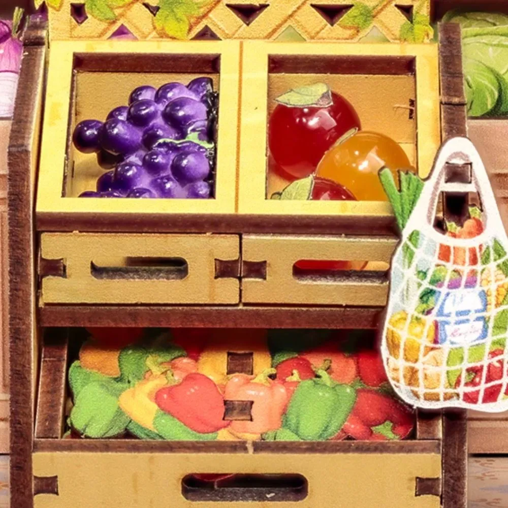 Figured'Art Klein Fruitwinkeltje miniatuurhuisje met led 19,7 cm