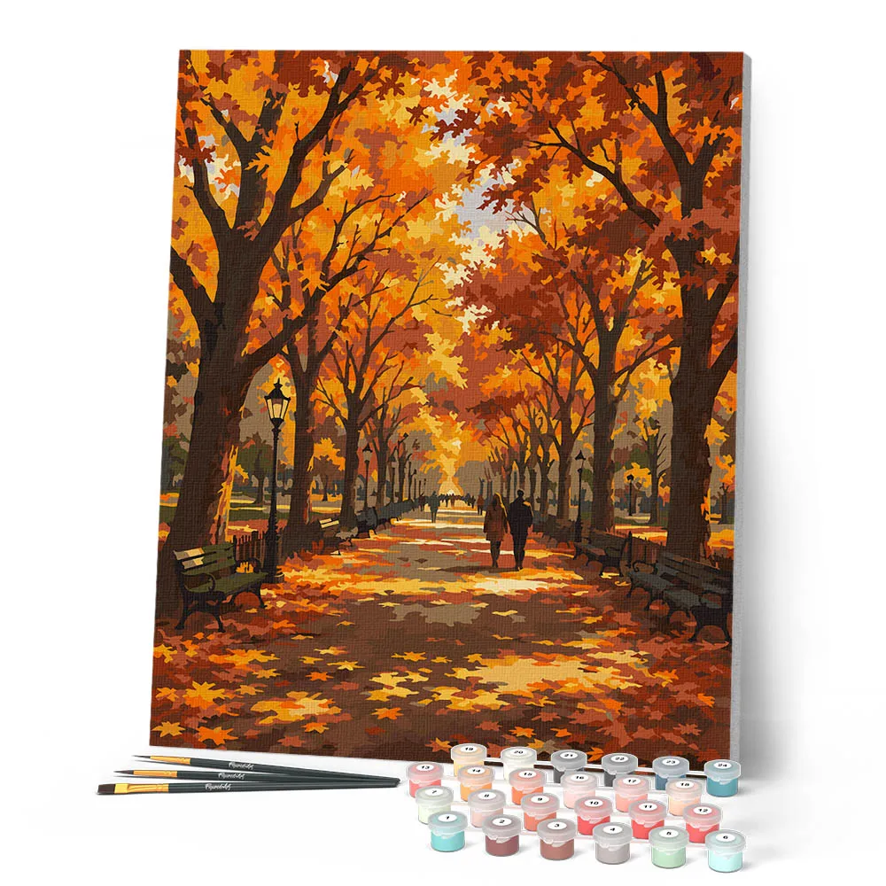 Figured'Art Literaire Wandeling in Central Park schilderen op nummer herfst