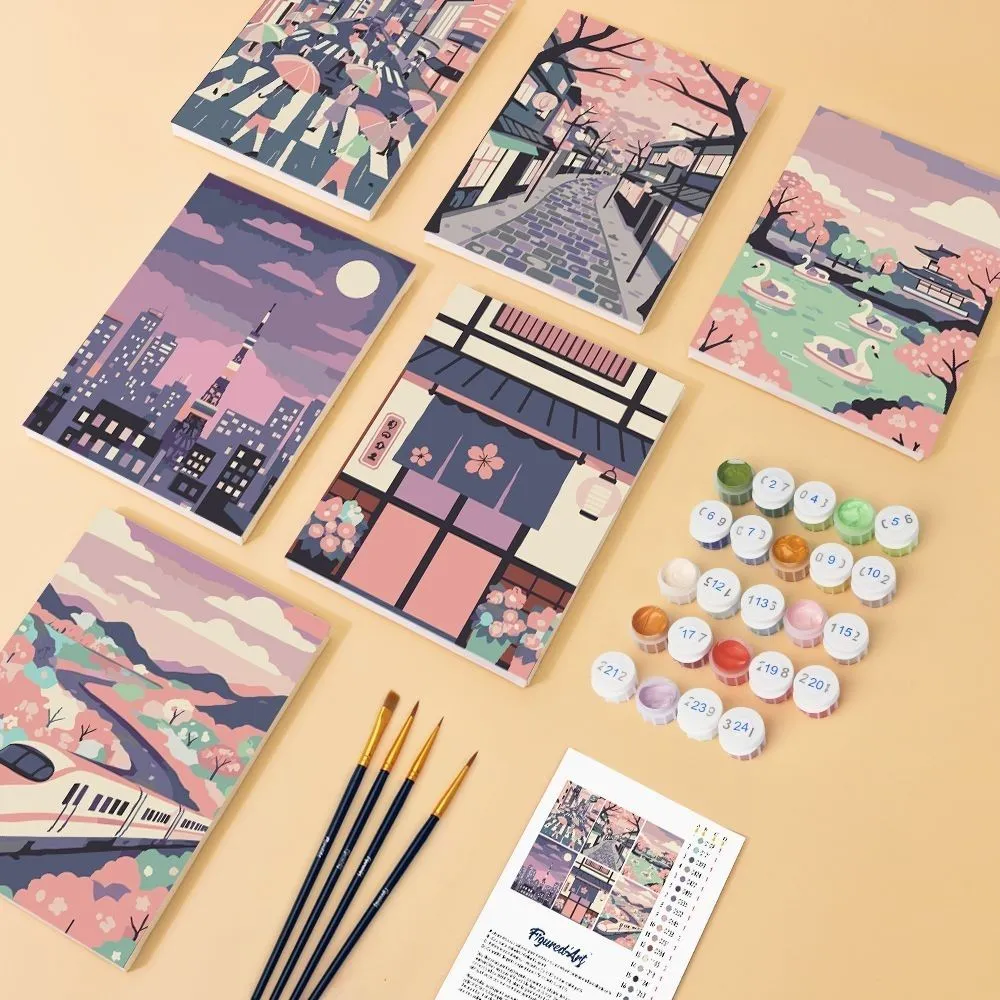 Figured'Art Tokio in Bloei schilderen op nummer 15x20 6 stuks