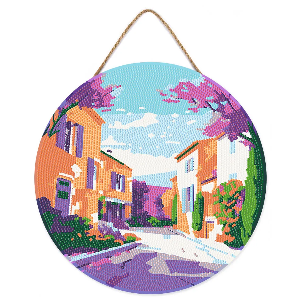 Figured'Art Provence Lente diamond painting houten schijf 30cm rond